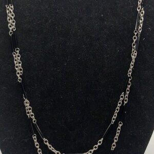 Vintage Park Lane 48" Black & Silver Necklace